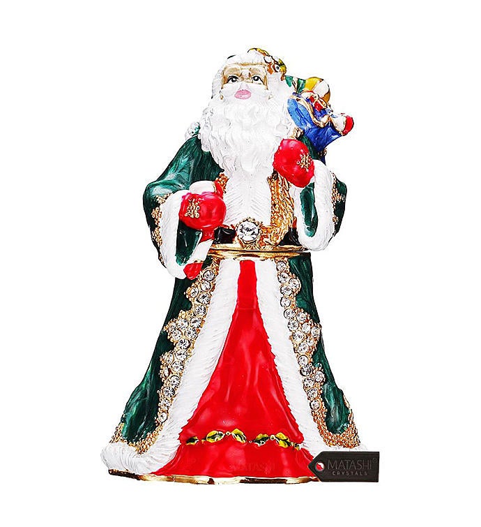 Trinket Box   Hand Painted Bearing Santa
