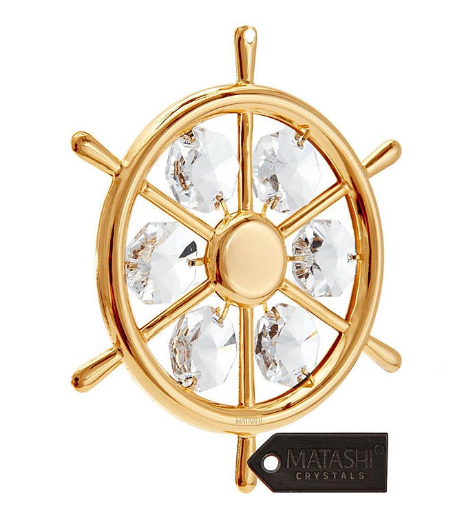Gold Plated Captain's Wheel Ornament