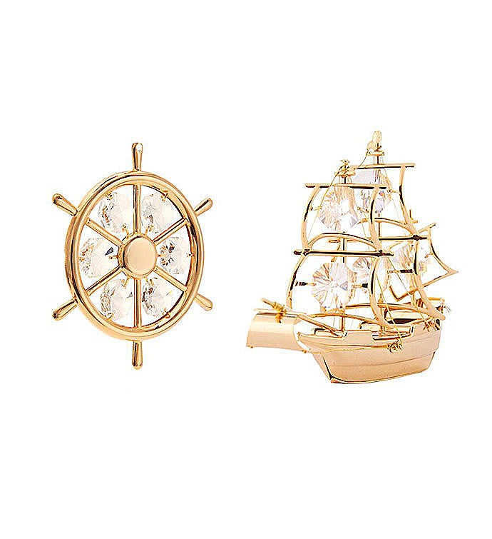 Gold Plated Ship Set Ornaments