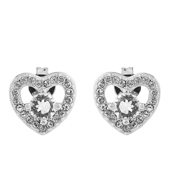 Heart Design White Gold Earrings