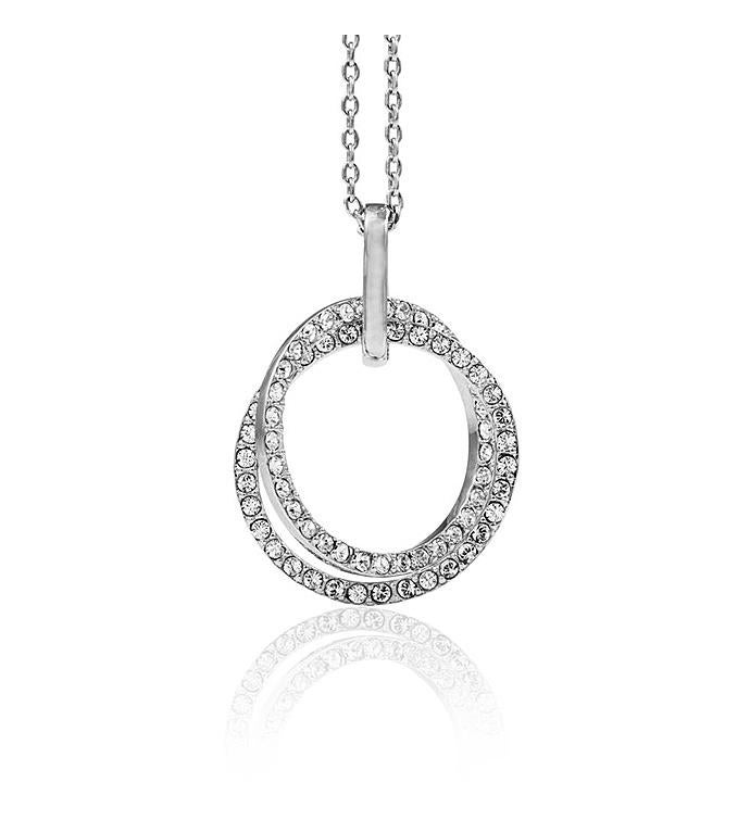 Circle Necklace with Sparkling Clear Crystals