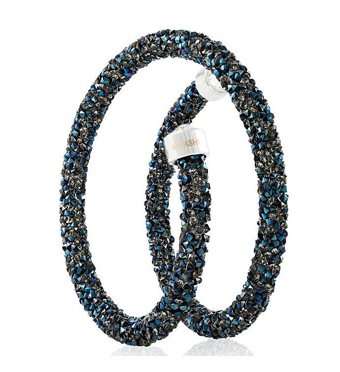 Metallic Blue Glittery Wrap Around Crystal Bracelet
