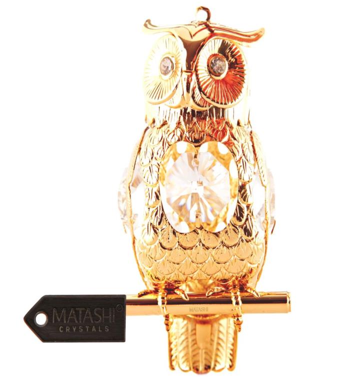 Gold Plated Crystal Studded Owl Ornament