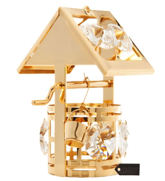 Gold Plated Crystal Studded Wishing Well Ornament