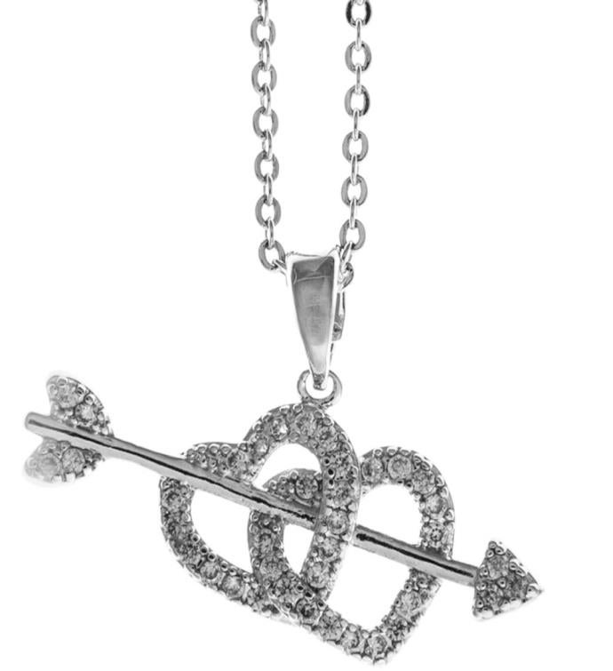 Necklace with Cupid's Arrow Double Heart Design