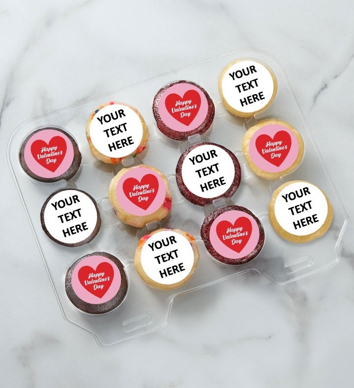 12 24 Personalized Mini Valentine Cupcakes