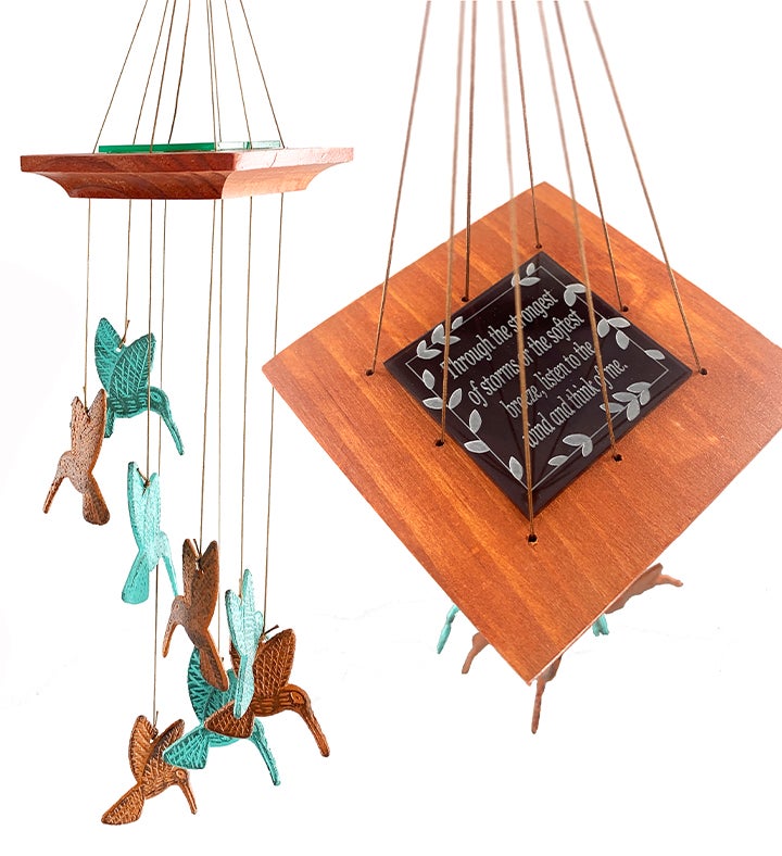 Memorial Hummingbird Wind Chime Sympathy Garden Gift