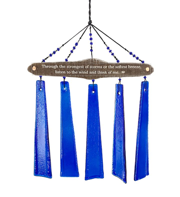 Memorial Sun Catcher Wind Chime in Cobalt Blue