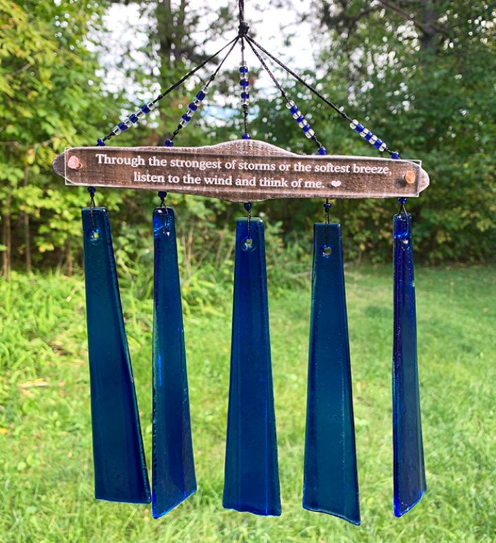 Memorial Sun Catcher Wind Chime in Cobalt Blue