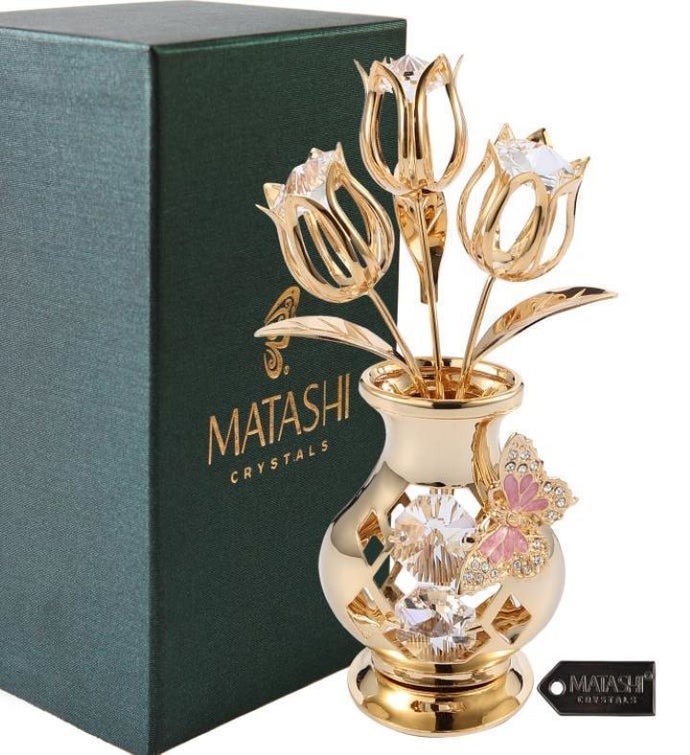 Gold Plated Tulip Bouquet & Vase