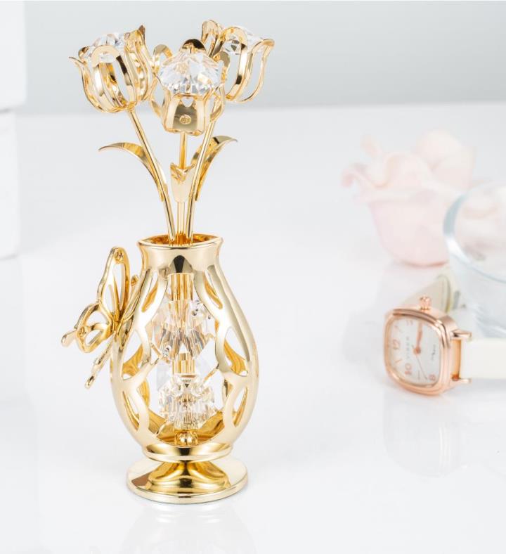 Gold Plated Tulip Bouquet & Vase