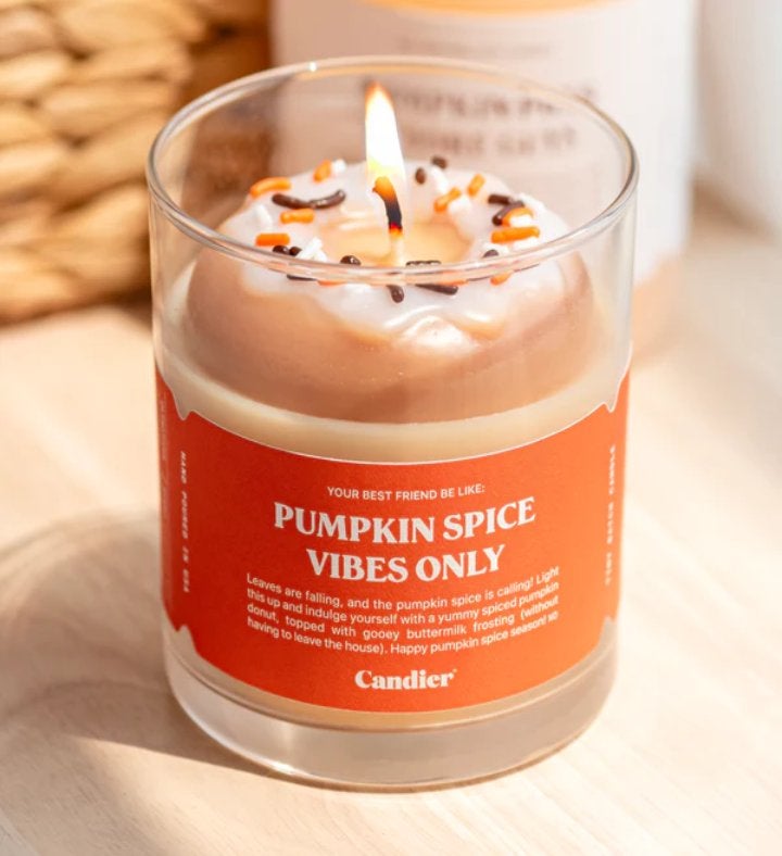 Pumpkin Spice Vibes Only Donut Candle