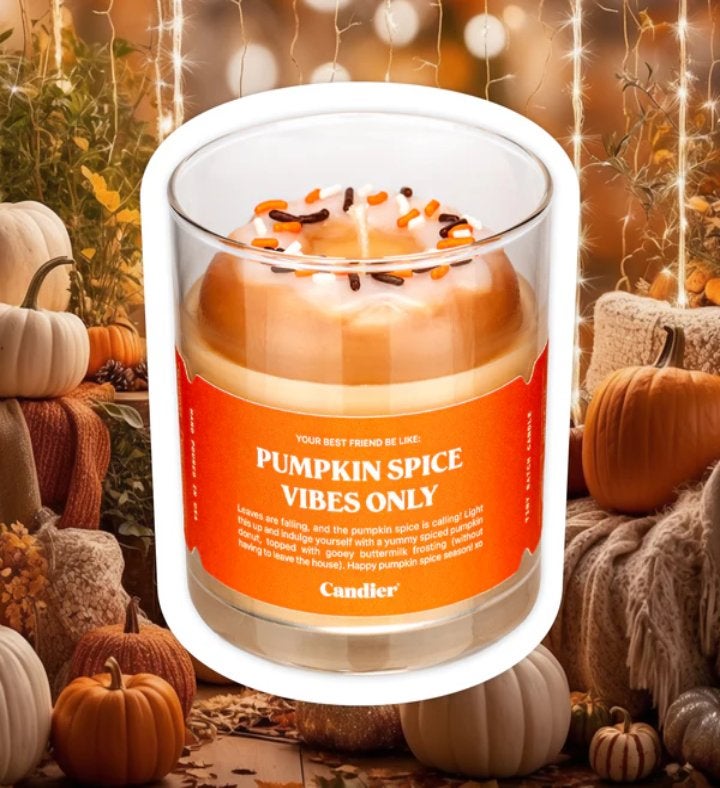 Pumpkin Spice Vibes Only Donut Candle