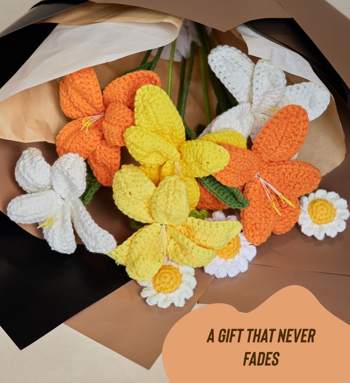 Yellow Crochet Flower Bouquet