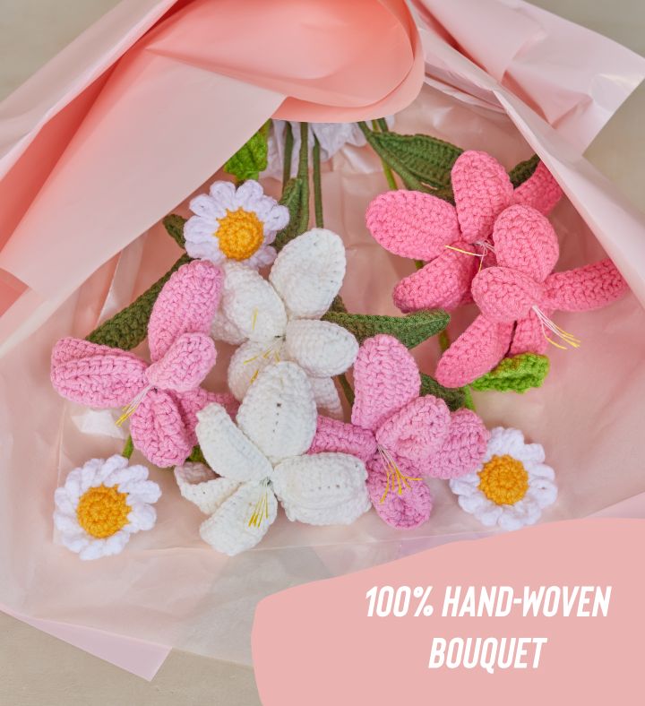 Pink Crochet Flower Bouquet