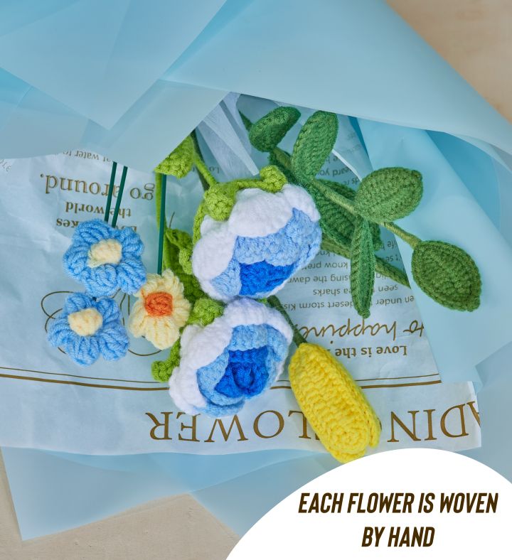 Blue Crochet Flower Bouquet