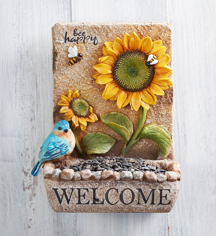 1-800-Flowers Home Decor Outdoor Garden Outdoor Garden Decor Delivery Welcome Birdfeeder W/ Seed Bee Happy Welcome Birdfeeder