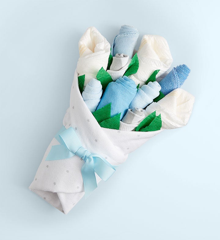 Baby Blossom® Layette Bouquets - Pink, Blue, or Yellow