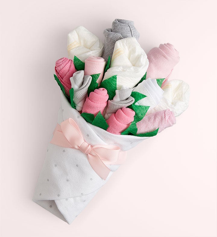 Baby Blossom® Layette Bouquets - Pink, Blue, or Yellow