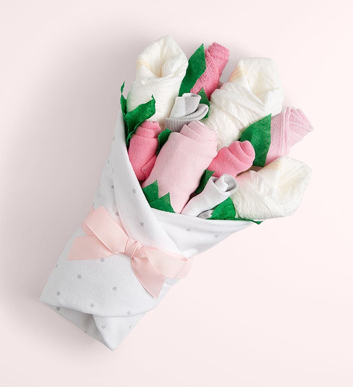 1-800-Flowers Flower Delivery Baby Blossom Layette Bouquets - Pink Blue Or Yellow Pink Baby Blossom Bouquet - Small