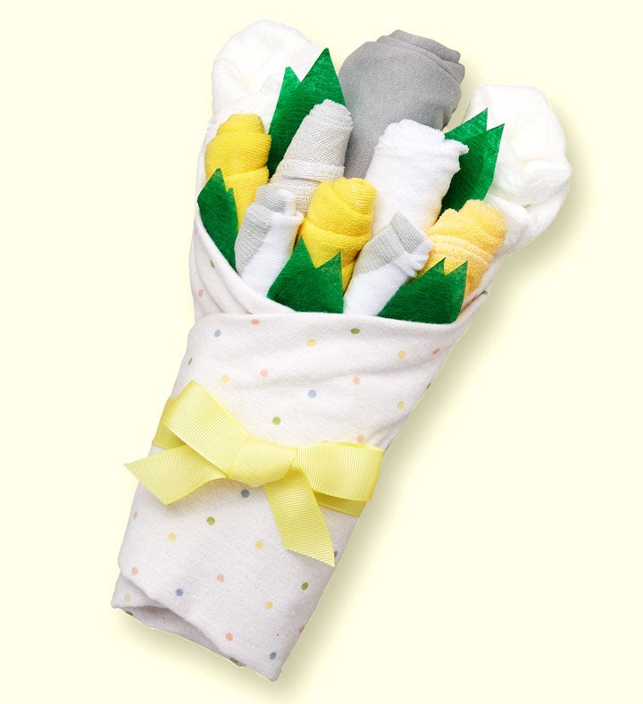1-800-Flowers Gifts Delivery Baby Blossom Layette Bouquets - Pink Blue Or Yellow Yellow Baby Blossom Bouquet- Small