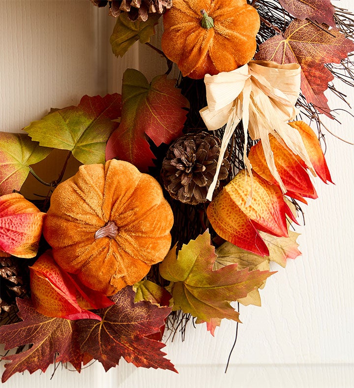 Velvet Pumpkin Wreath