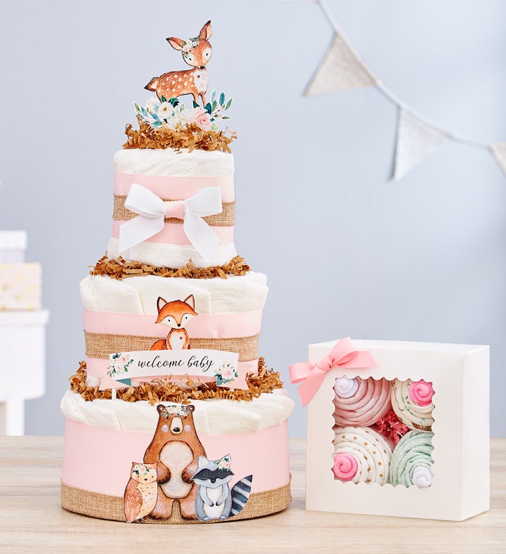 Woodland Celebration Baby Diaper Cake