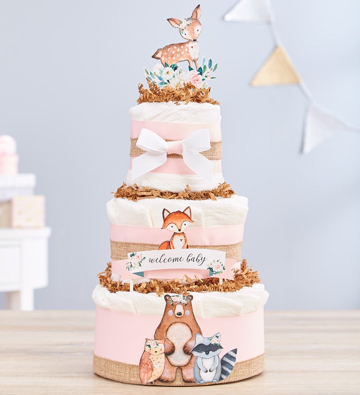 Woodland Celebration Baby Diaper Cake