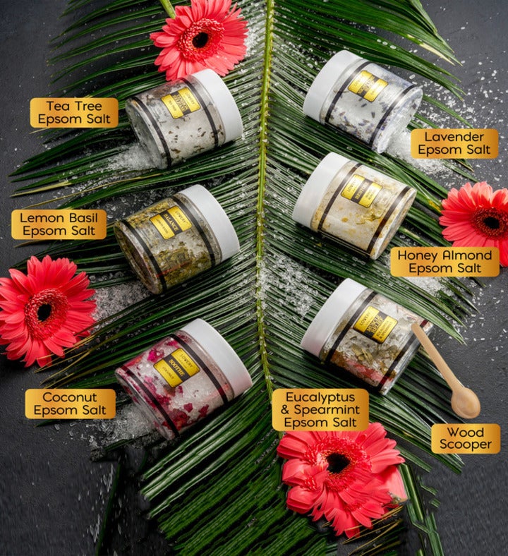 Epsom Salts Gift Set, 6 Scented Spa Bath Soaks