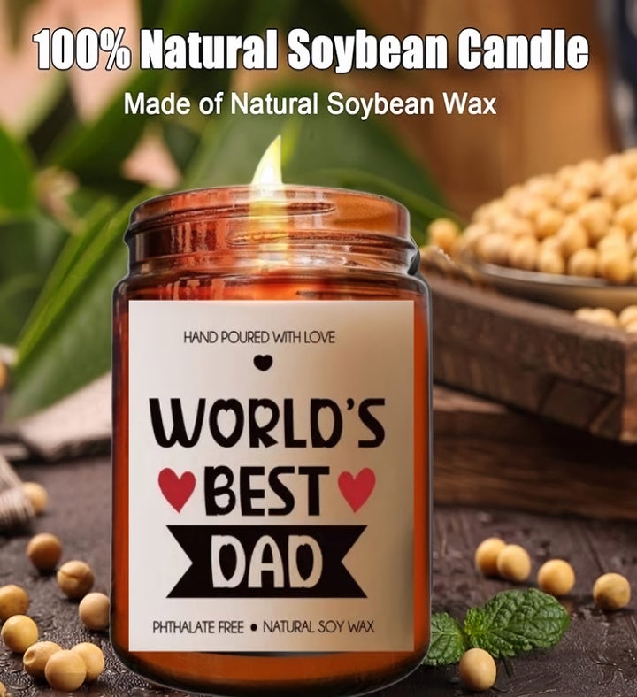 World's Best Dad Lavender Wax Candle Gift, 10oz