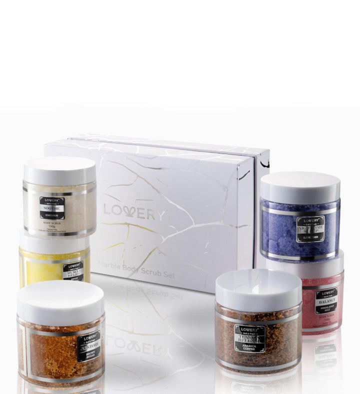 Marble Body Scrub Gift Box, 6 Scented Scrubs