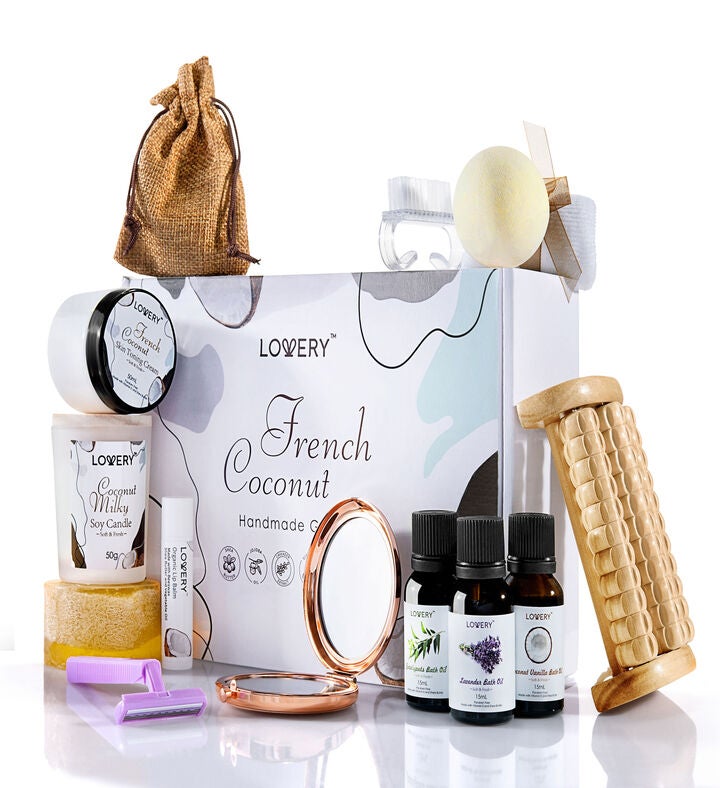 Vanilla Coconut Home Spa Basket Set, 9 Piece