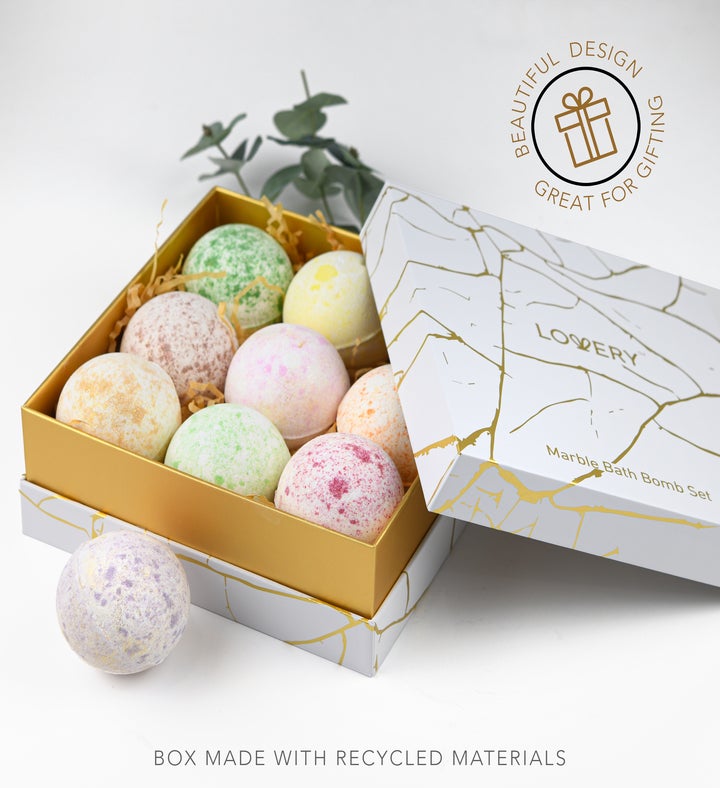 Marble Bath Bombs Set, 9 Bubble Bombs Gift Box