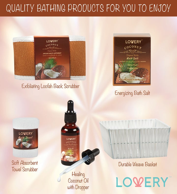 8 Pc Coconut Bath and Body Care Basket