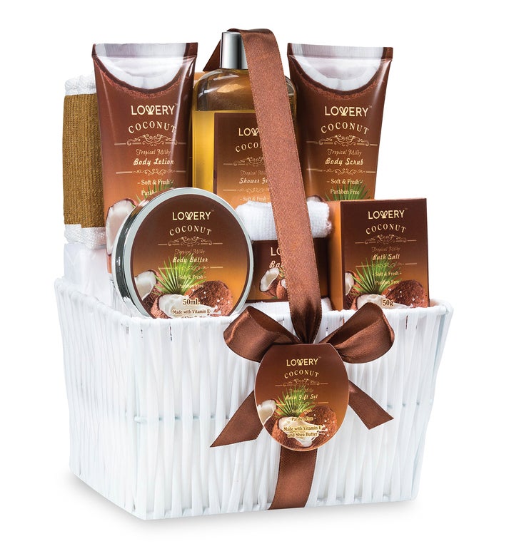 8 Pc Coconut Bath and Body Care Basket