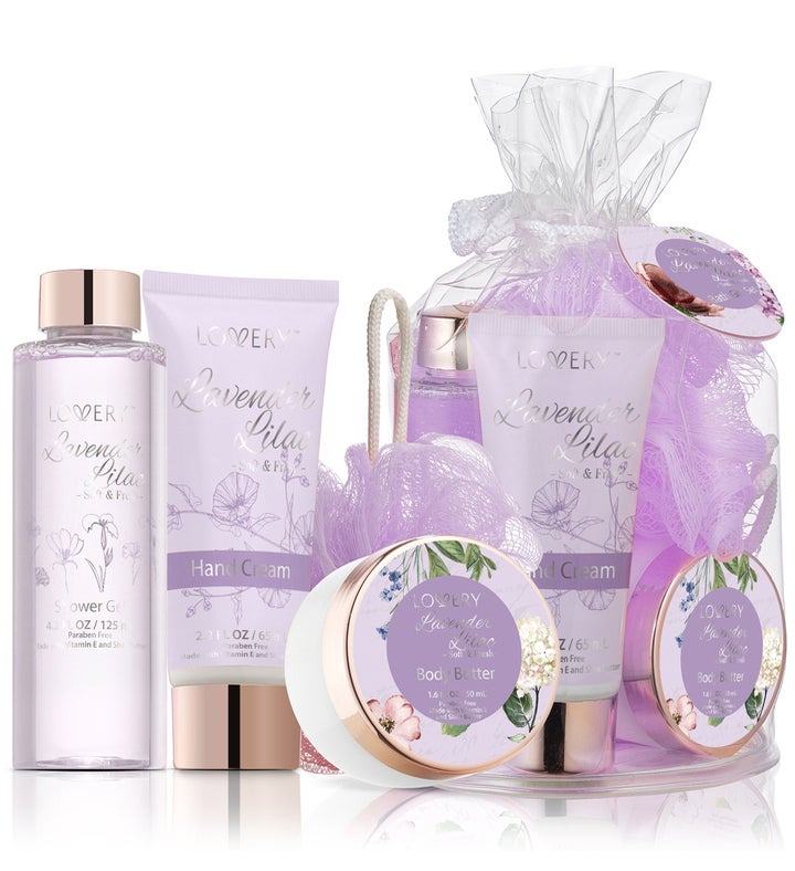 Lovery Lavender Lilac Home Spa Gift Set   5 Pc Travel Body Care Kit"
