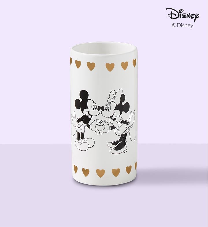 Disney Mickey Mouse & Minnie Mouse in Love Vase with Pink Rose & Lily