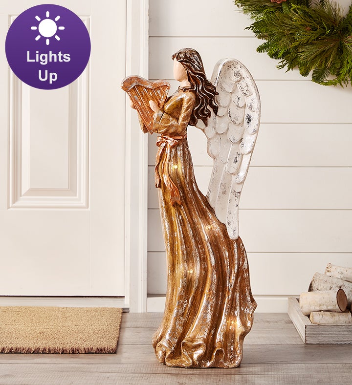 Glistening Golden Lit Angel  26”
