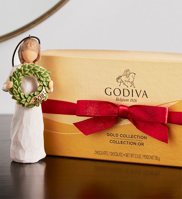 Holiday Embrace Willow Tree® Ornament with Godiva®