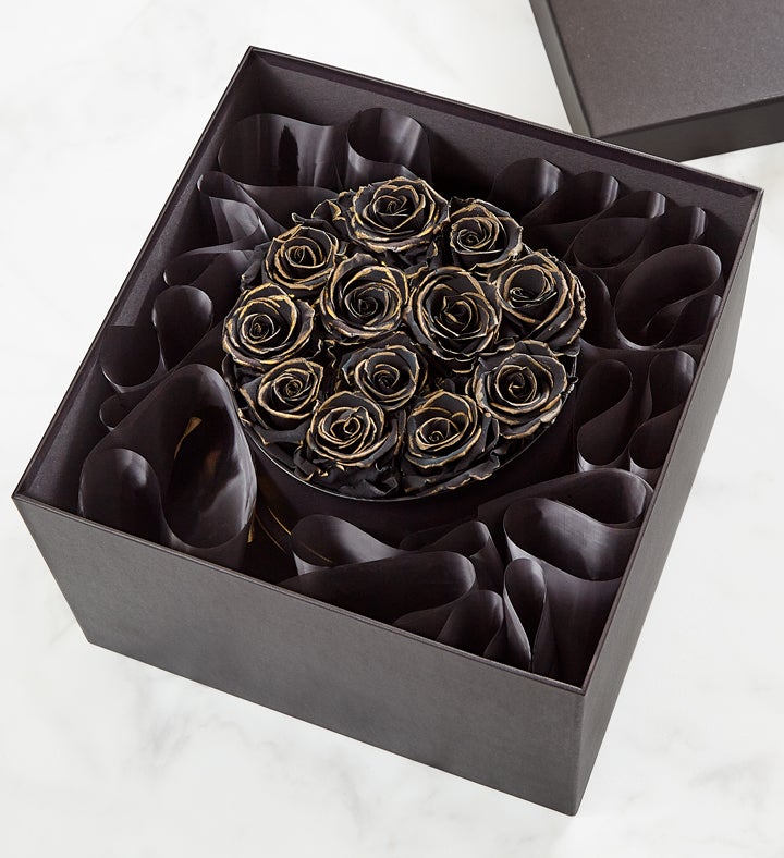 Magnificent Roses® Preserved Gold Kissed Black Roses