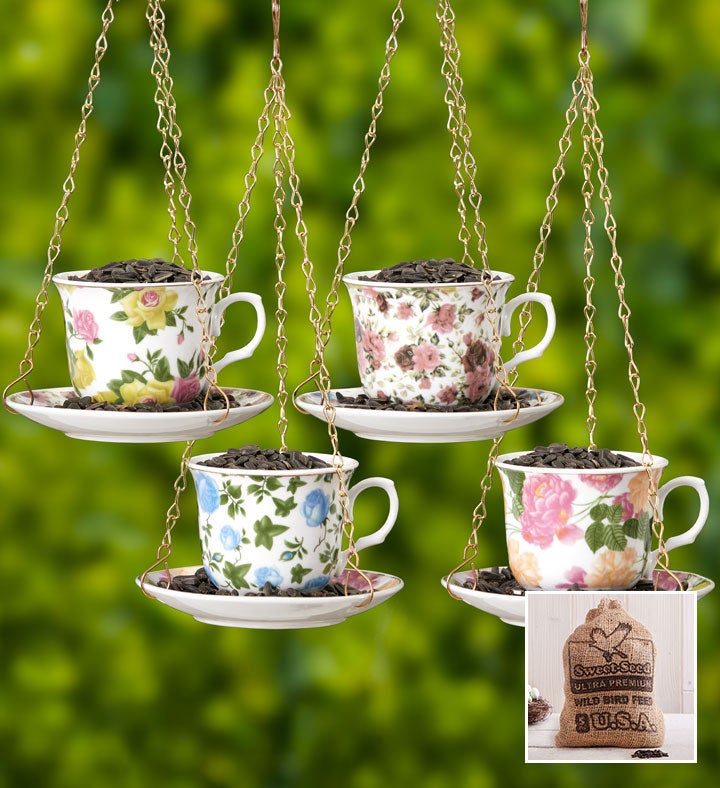IS High Tea bird feeder porcelain teacup 