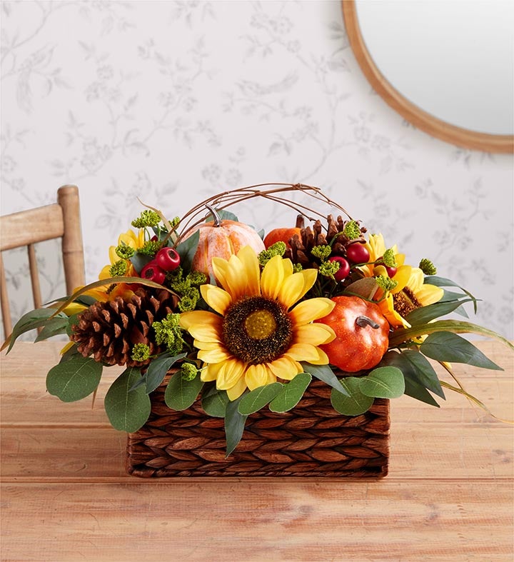 Wild Sunflower and Pumpkin Centerpiece