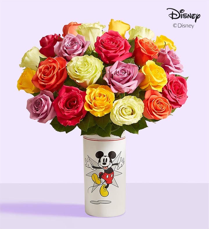 1-800-Flowers Flower Delivery Disney Mickey Mouse Vase W/ Assorted Roses