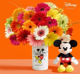 Disney Mickey Mouse Vase With Assorted Gerbera Daisies