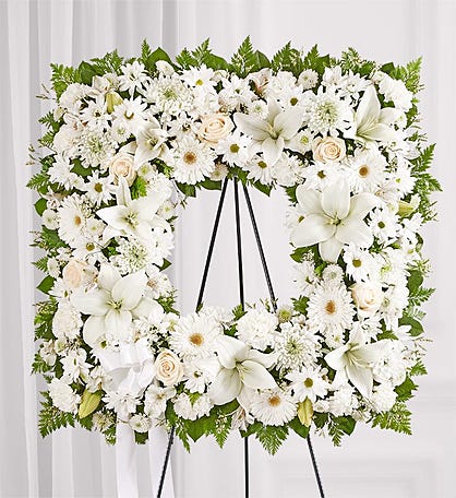 White Funeral Wreath in Basehor, KS | The Flower Bar Design