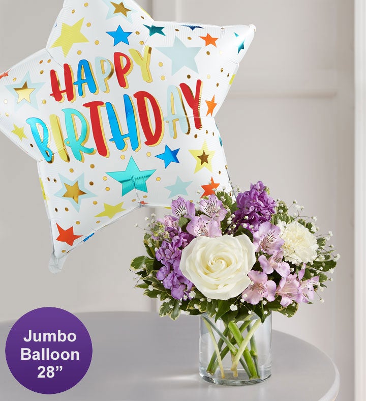 Lovely Lavender Medley™ with Jumbo Birthday Balloon