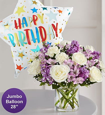 Festive Floral Garden with Birthday Balloon at From You Flowers