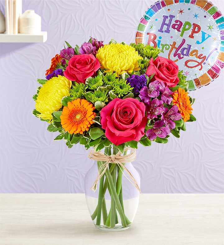 Fields of Europe® Celebration with Birthday Balloon from 1-800-Flowers ...