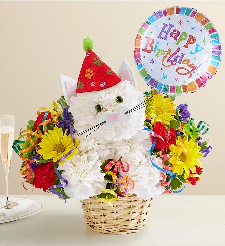 K❤︎ Purrfect Party Cat™ | Cat Flower Arrangement