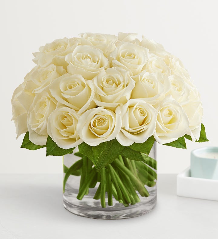 Contemporary White Roses for Sympathy